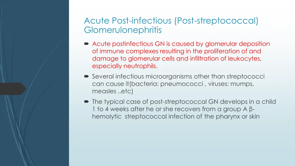 acute post infectious post streptococcal