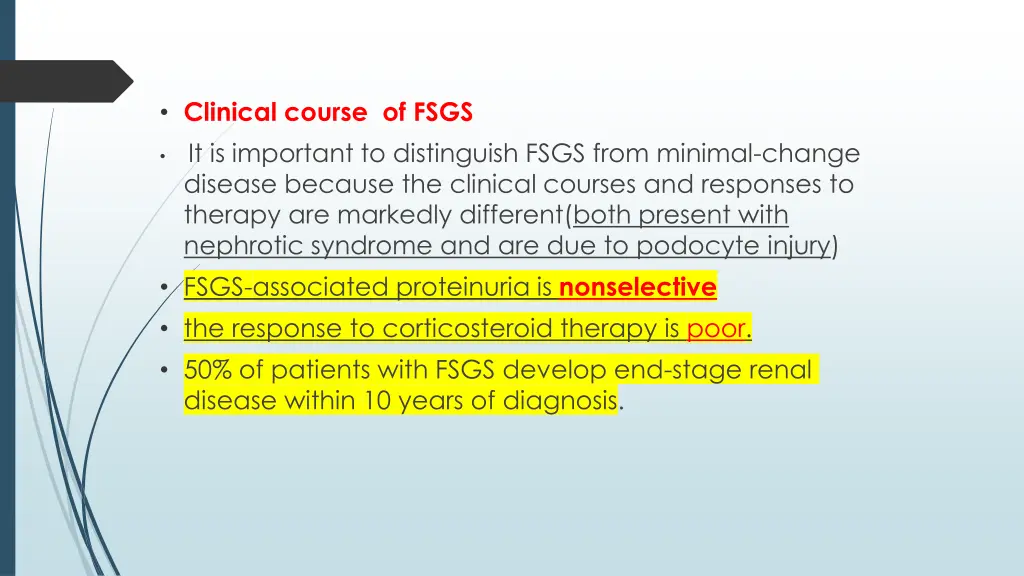 clinical course of fsgs