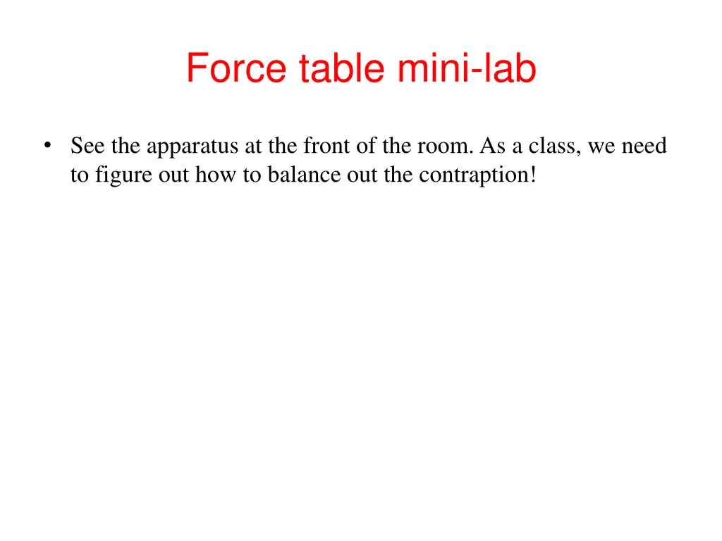 force table mini lab