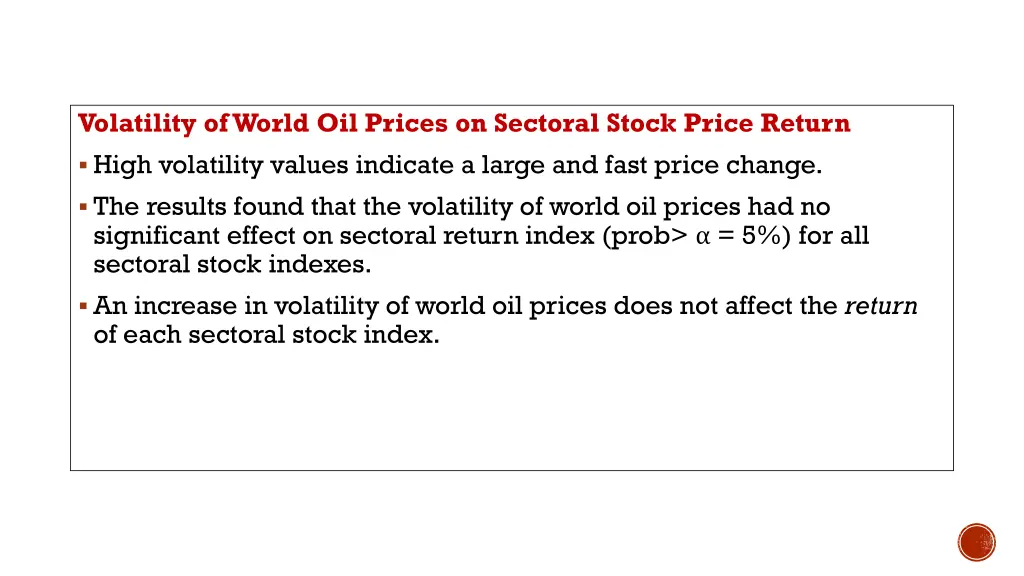 volatility of world oil prices on sectoral stock