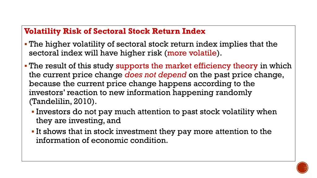 volatility risk of sectoral stock return index