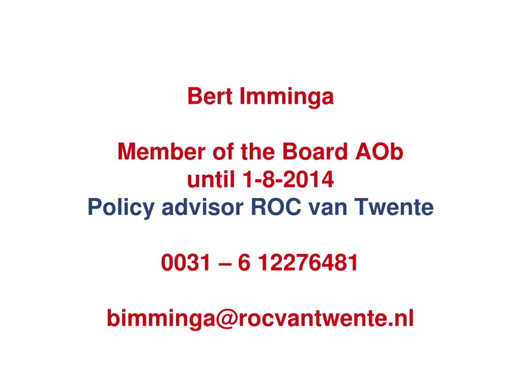 bert imminga