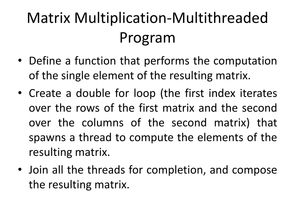 matrix multiplication multithreaded program