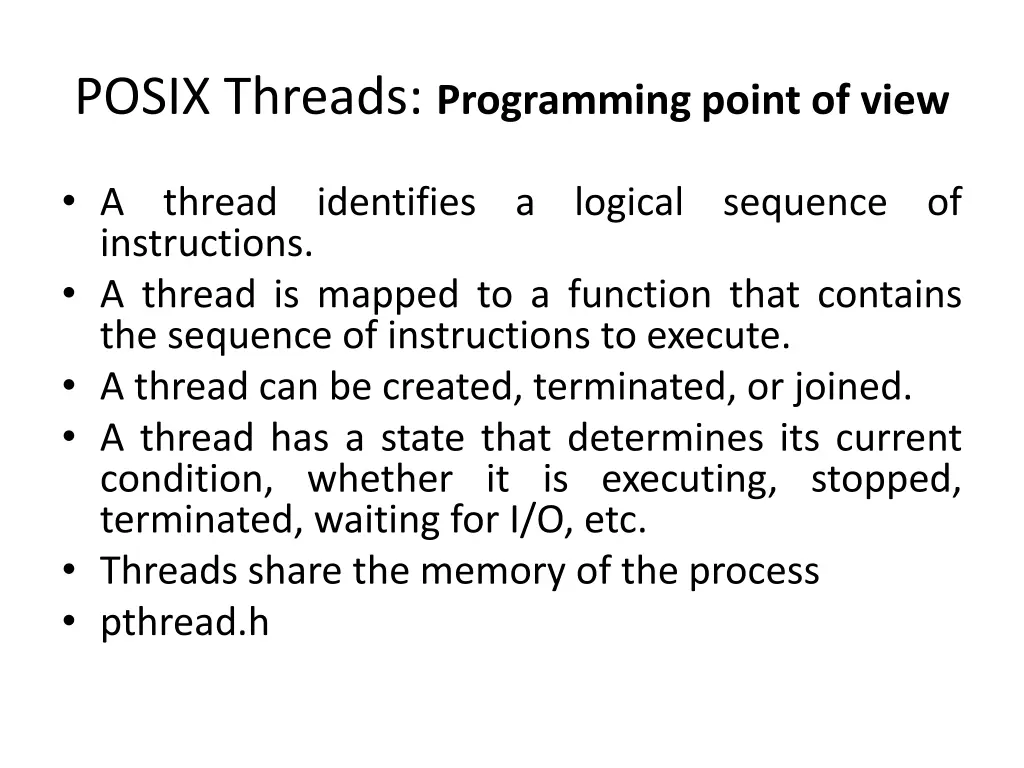 posix threads programming point of view