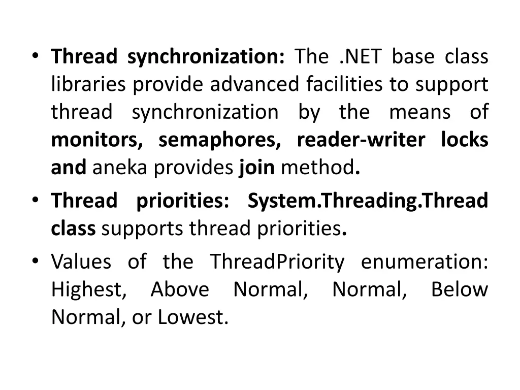 thread synchronization the net base class
