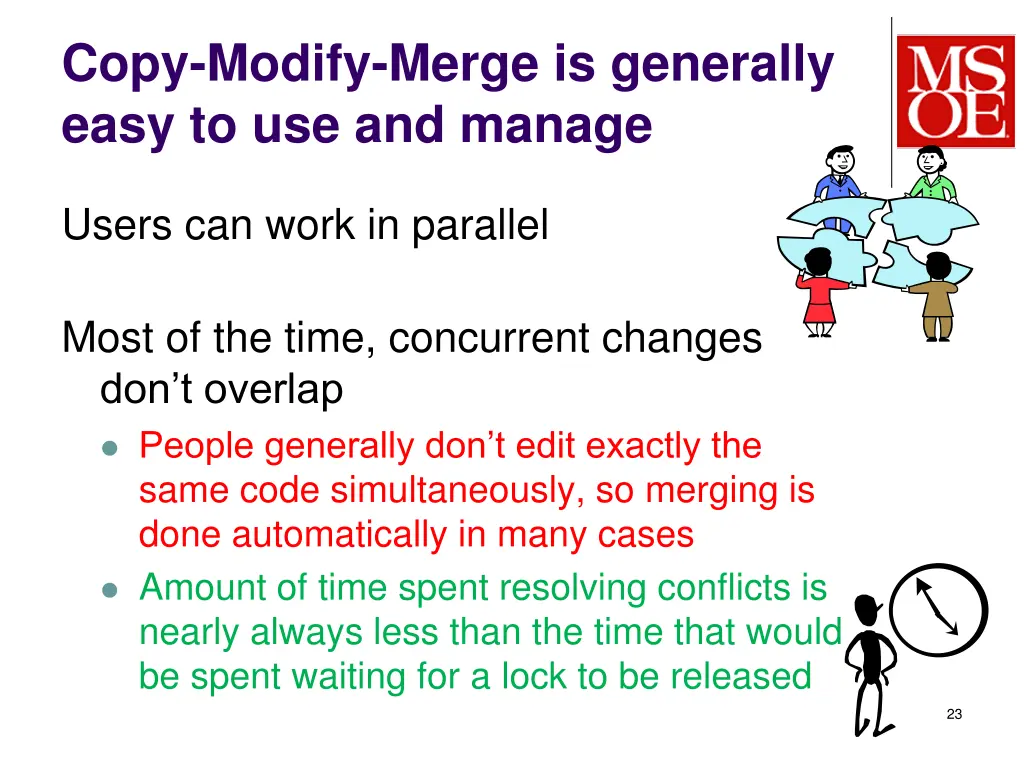 copy modify merge is generally easy