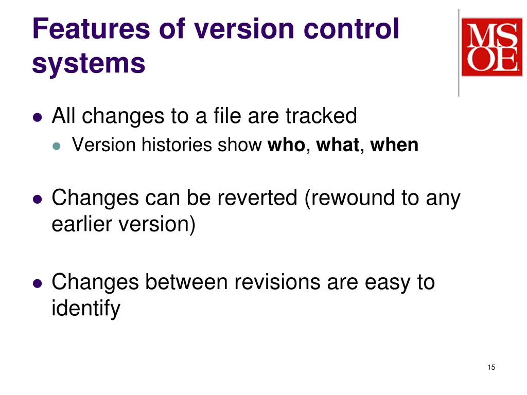features of version control systems