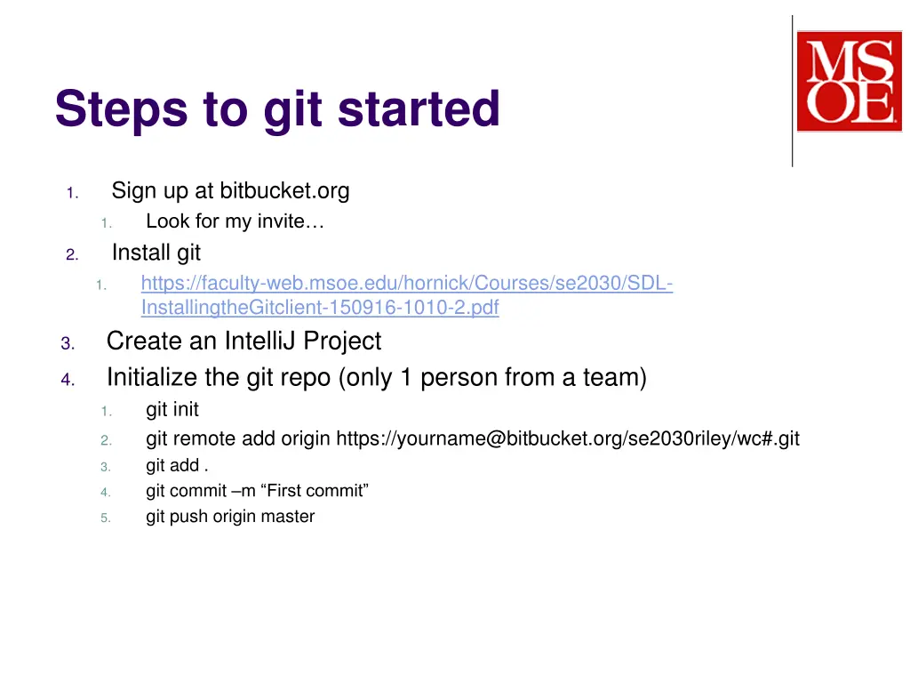 steps to git started