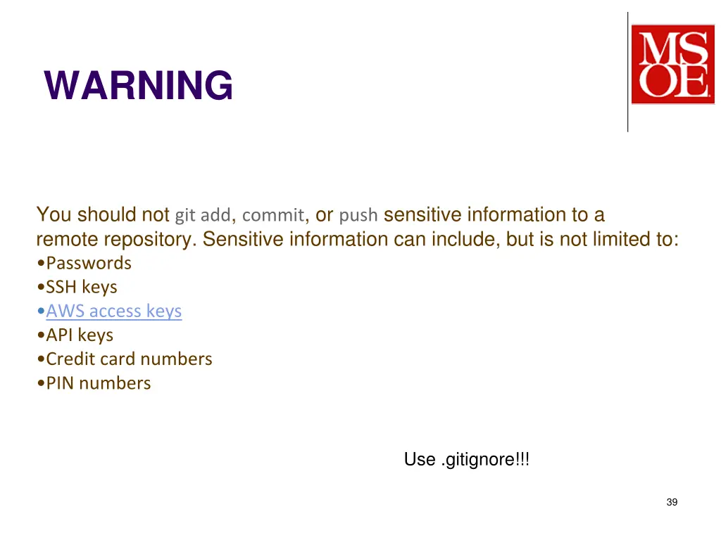 warning