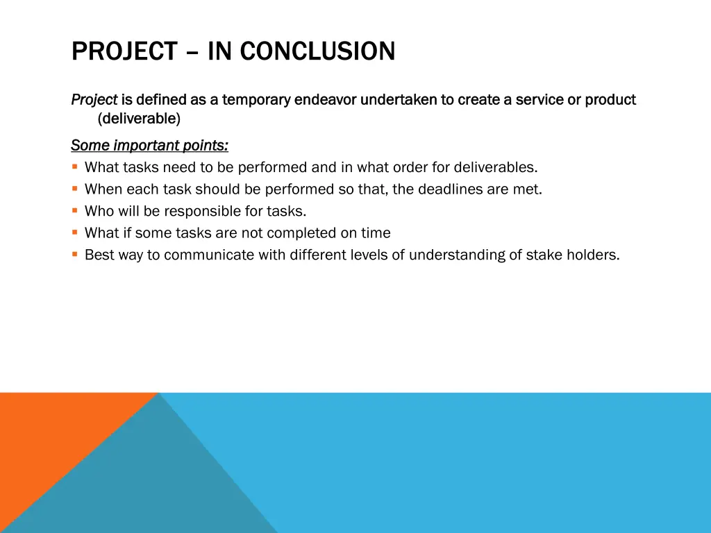 project in conclusion