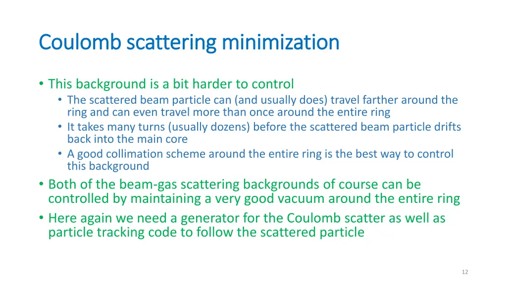 coulomb scattering minimization coulomb