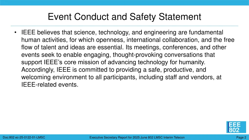 event conduct and safety statement