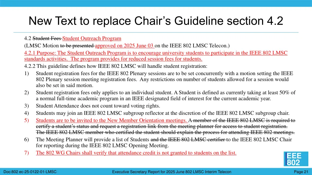 new text to replace chair s guideline section 4 2