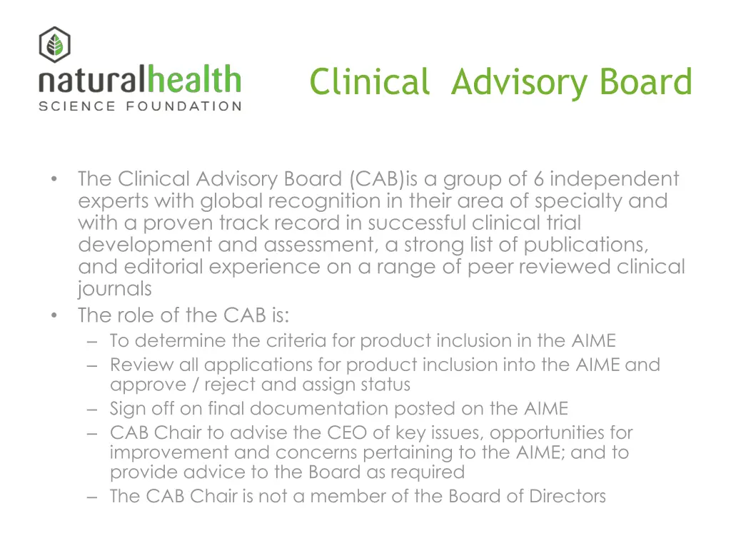 clinical advisory board