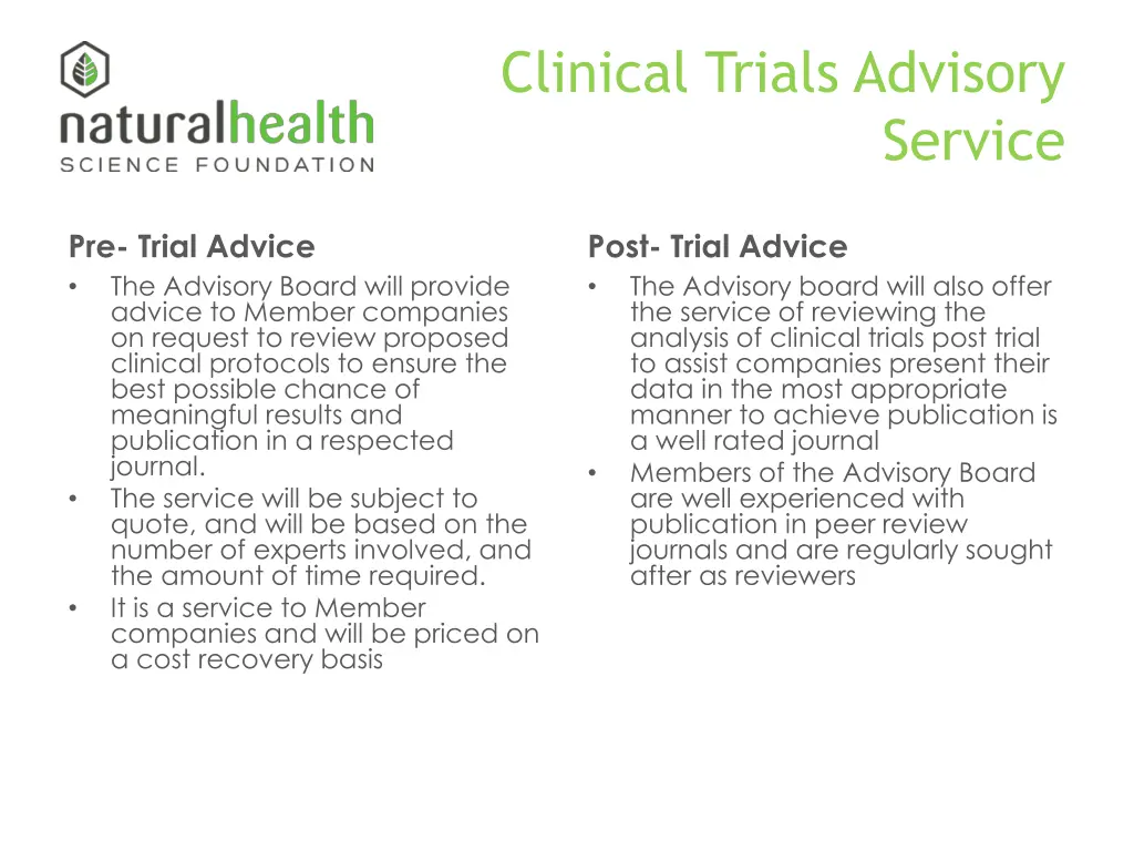 clinical trials advisory