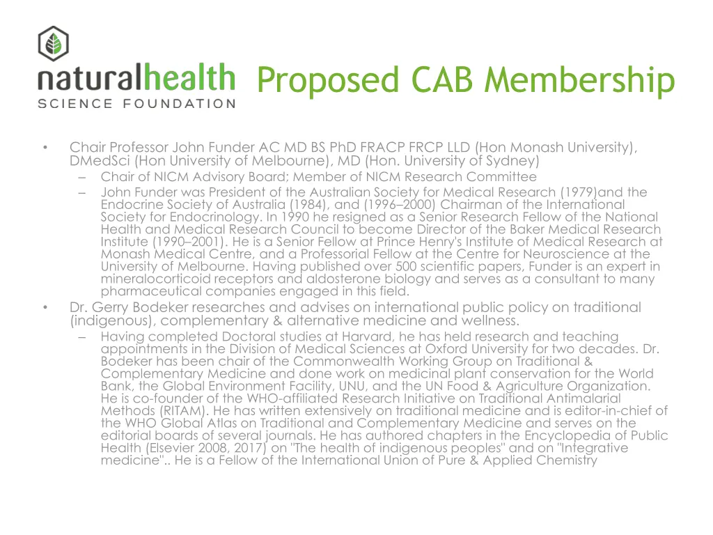 proposed cab membership