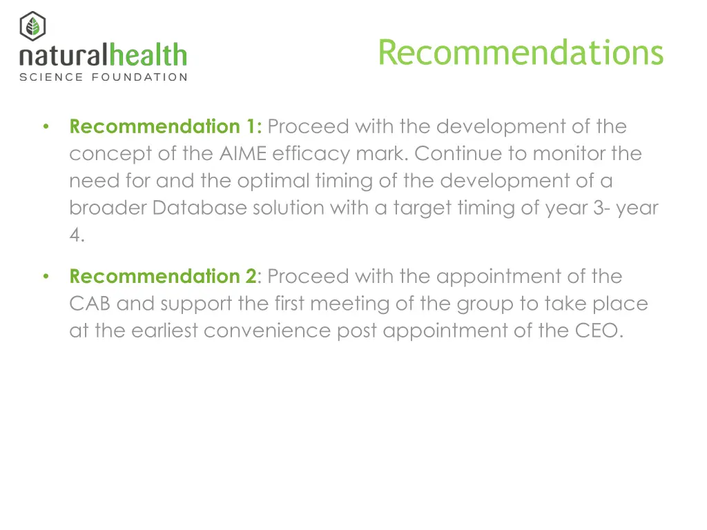 recommendations