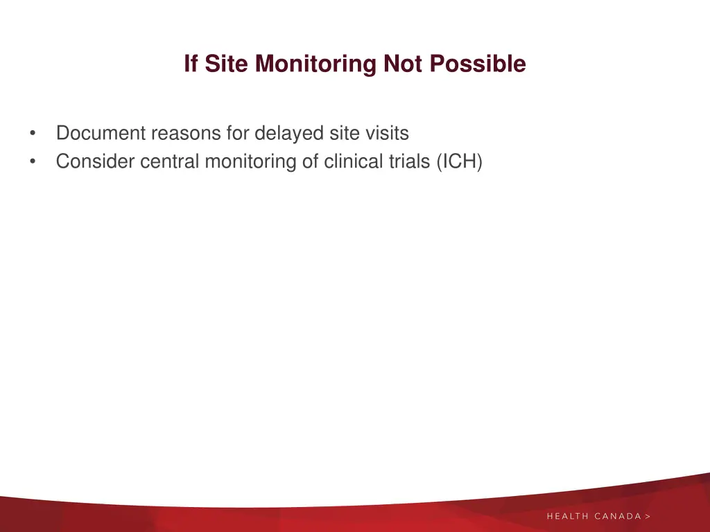 if site monitoring not possible