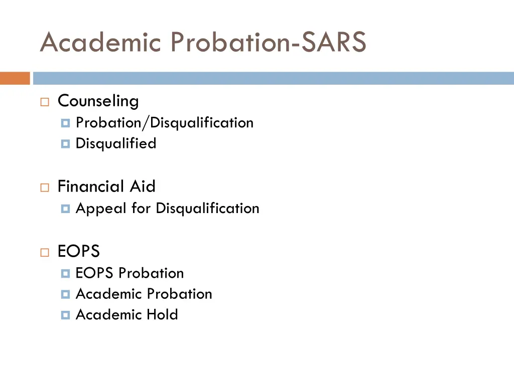 academic probation sars