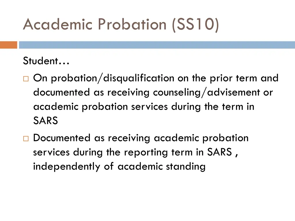 academic probation ss10