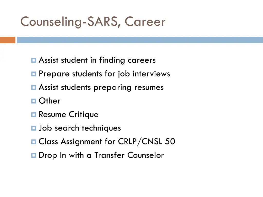 counseling sars career