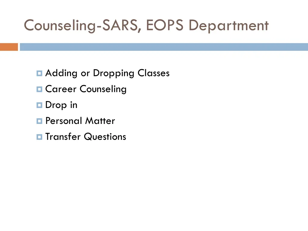 counseling sars eops department