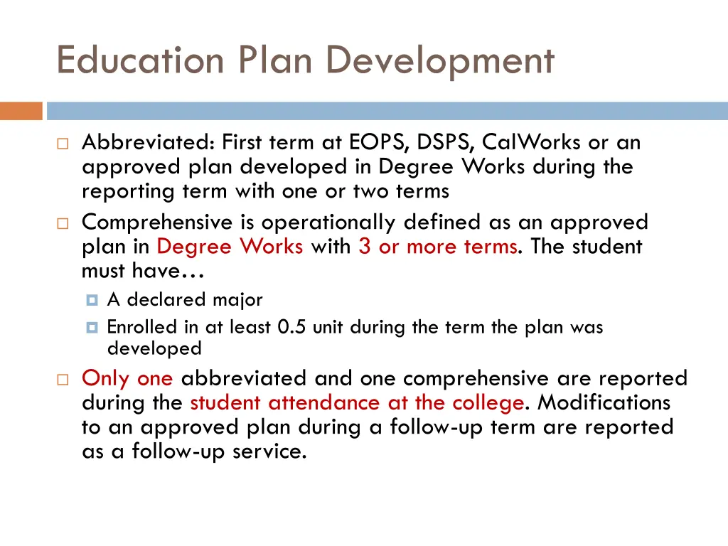 education plan development