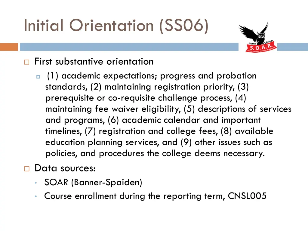 initial orientation ss06
