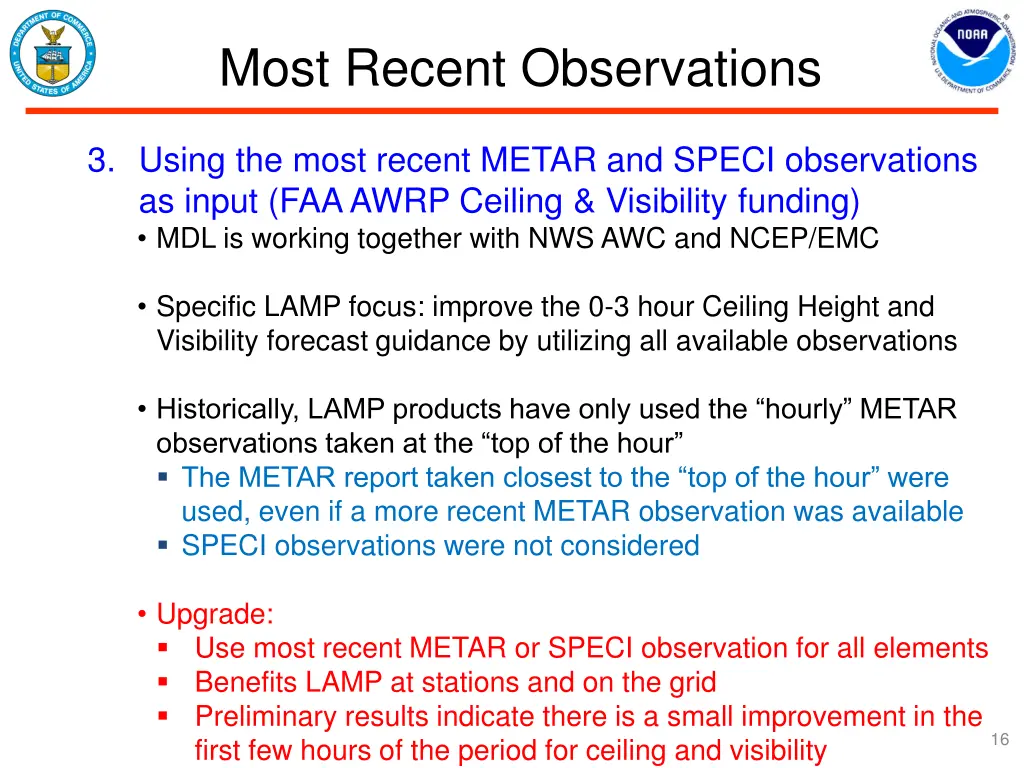 most recent observations