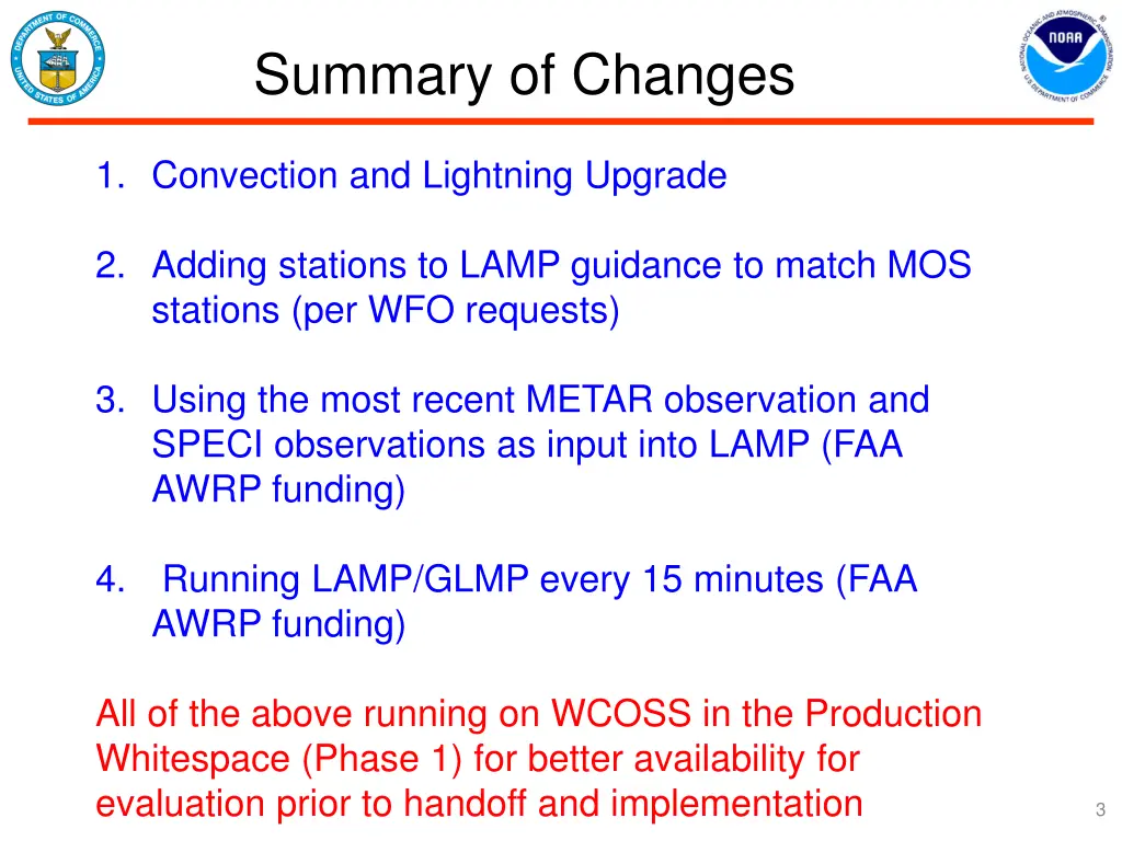 summary of changes