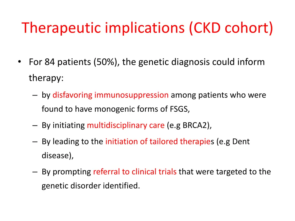 therapeutic implications ckd cohort