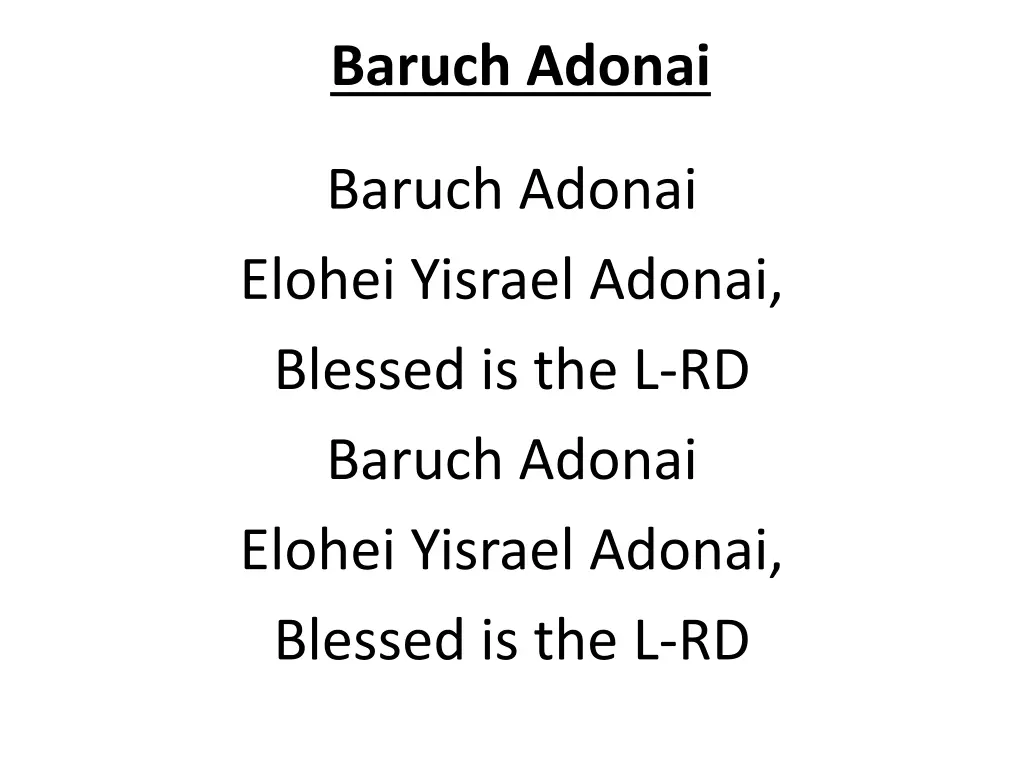baruch adonai