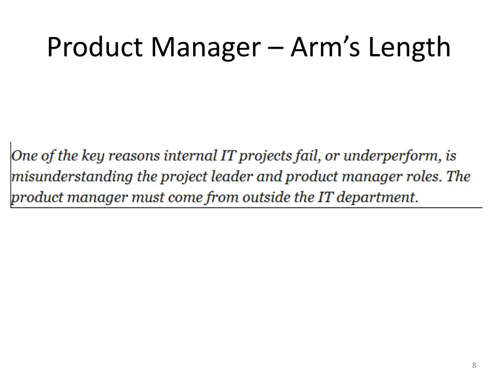 product manager arm s length