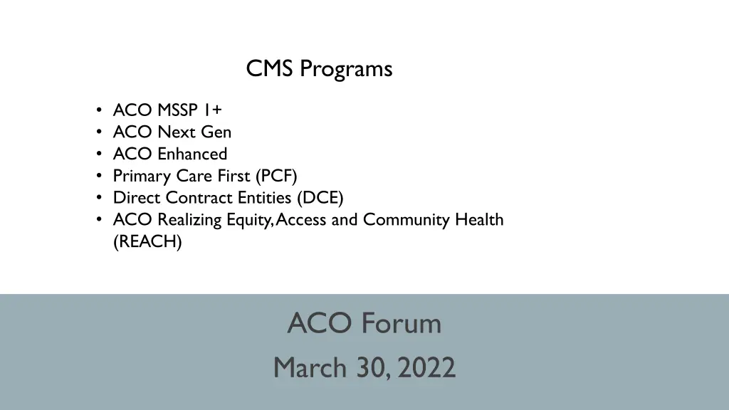 cms programs