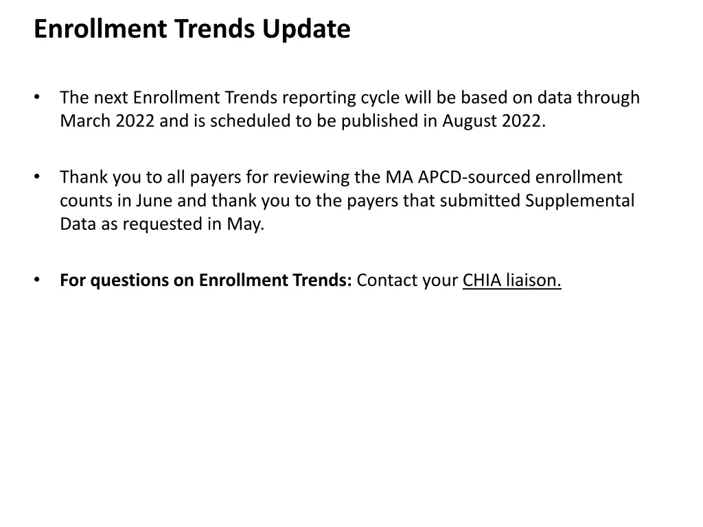enrollment trends update