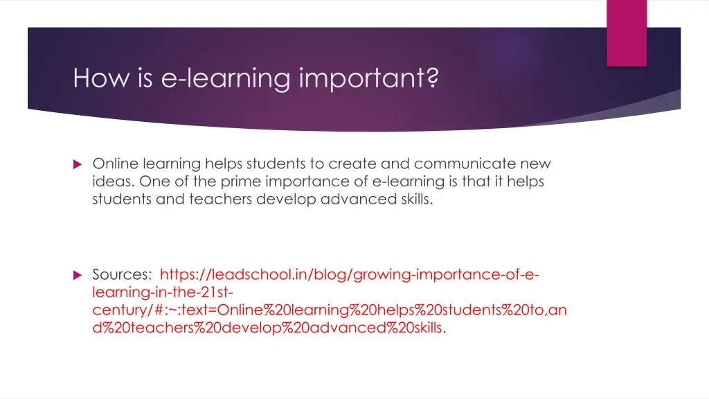 how is e learning important
