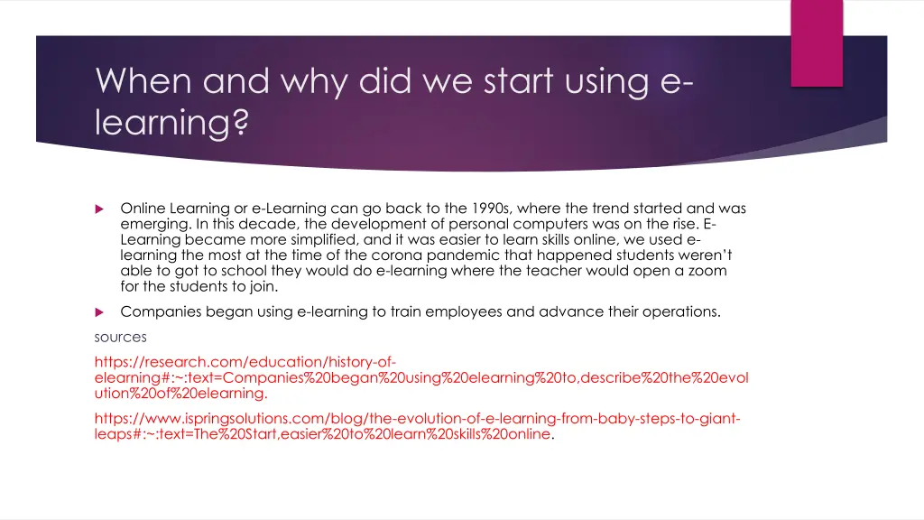 when and why did we start using e learning