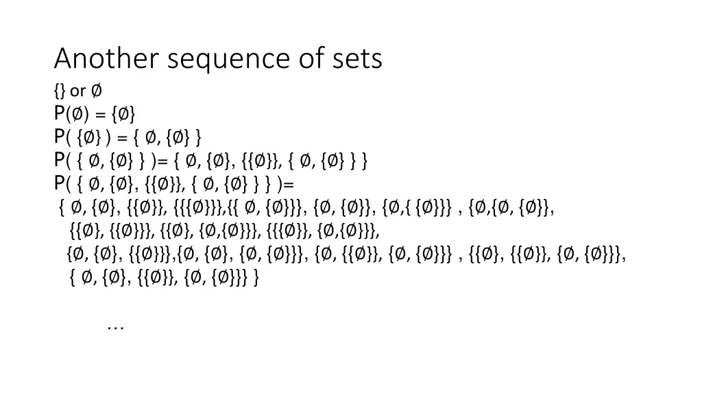 another sequence of sets or p p p p