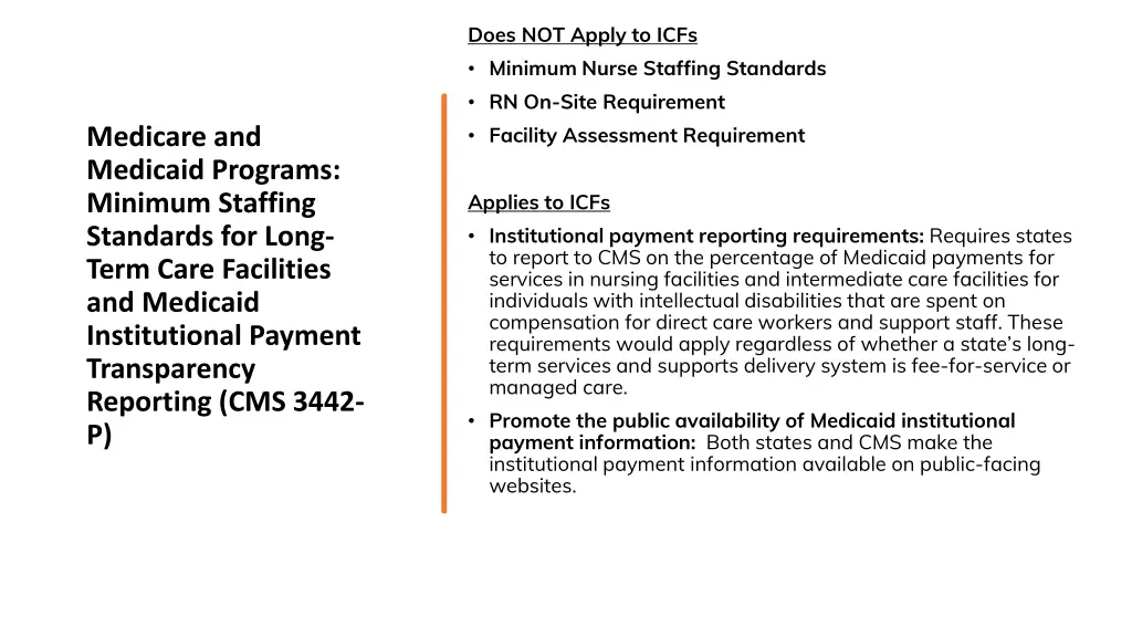 does not apply to icfs minimum nurse staffing