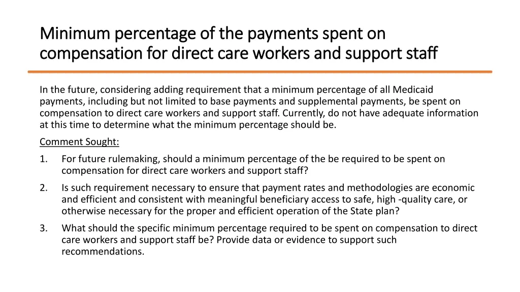 minimum percentage of the payments spent