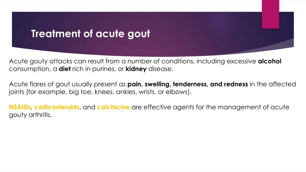 treatment of acute gout