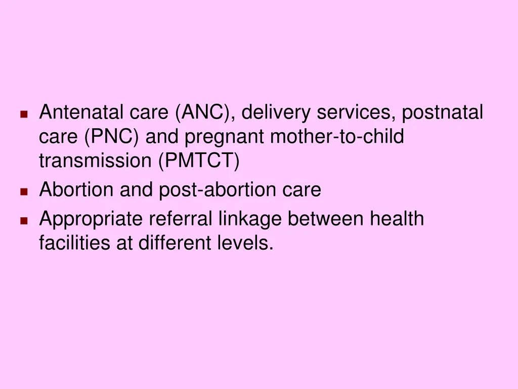 antenatal care anc delivery services postnatal