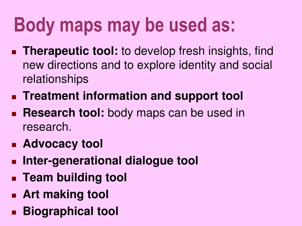 body maps may be used as