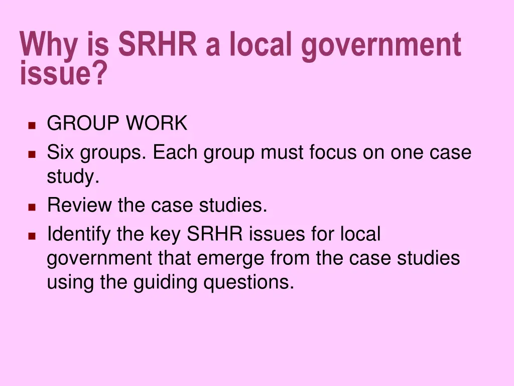 why is srhr a local government issue