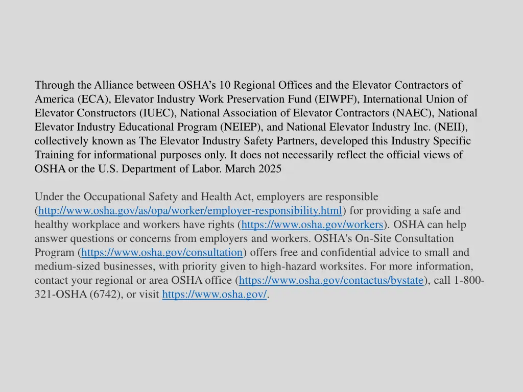 through the alliance between osha s 10 regional