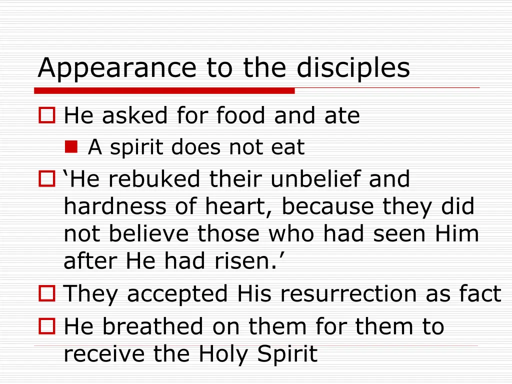 appearance to the disciples 1