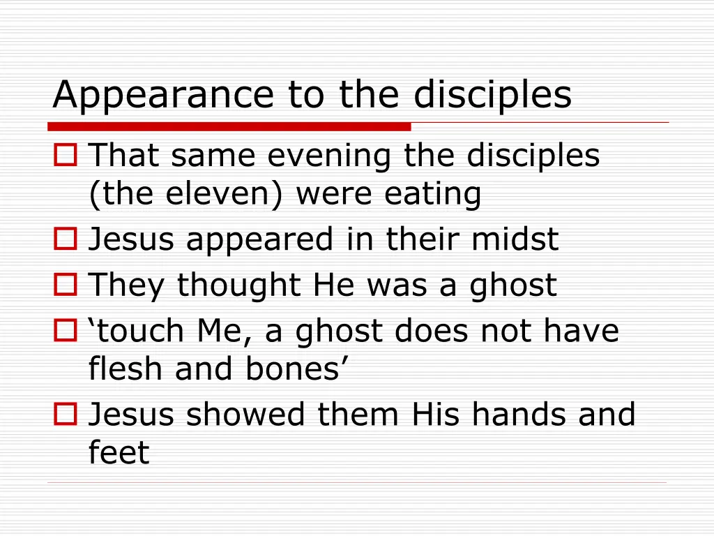 appearance to the disciples