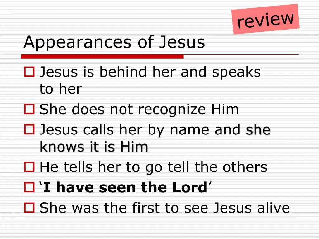 appearances of jesus 1
