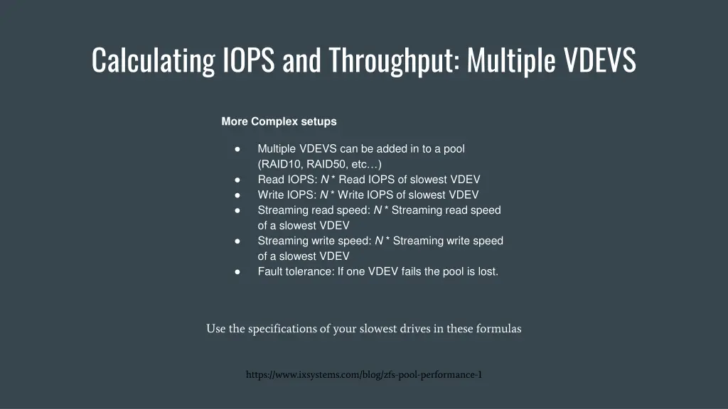 calculating iops and throughput multiple vdevs