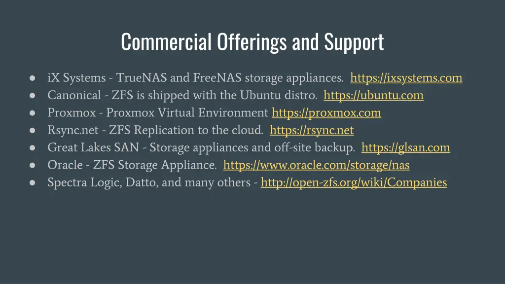 commercial offerings and support